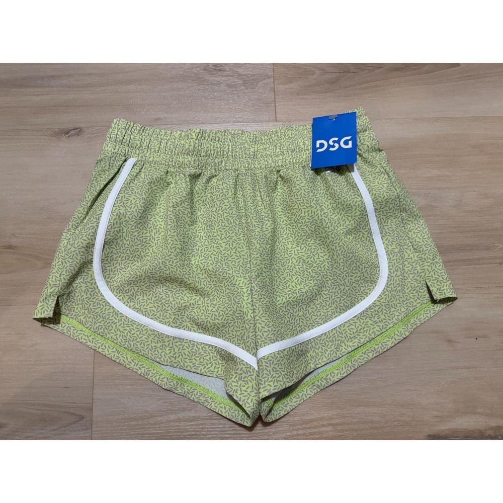 NWT DSG Shorts Girls Large Neon Pear Mid-Rise Stride Built in Brief Green Gray